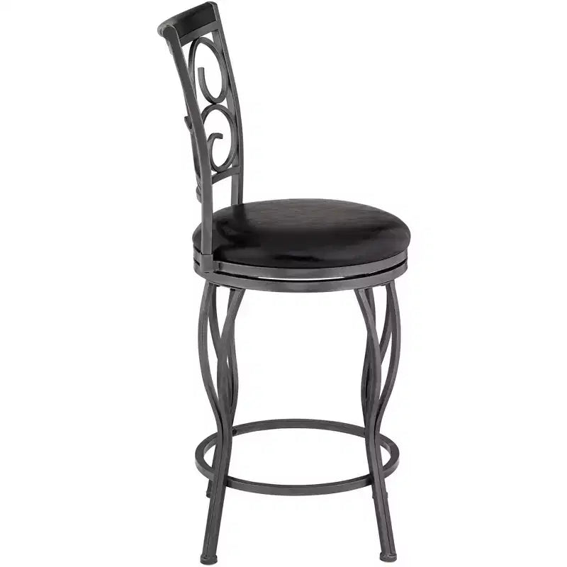 55 Downing Street Brown Swivel Bar Stools 24 7/8 High Set of 2 Traditional with Backrest Footrest Kitchen Counter Height Island