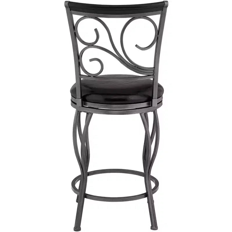 55 Downing Street Brown Swivel Bar Stools 24 7/8 High Set of 2 Traditional with Backrest Footrest Kitchen Counter Height Island
