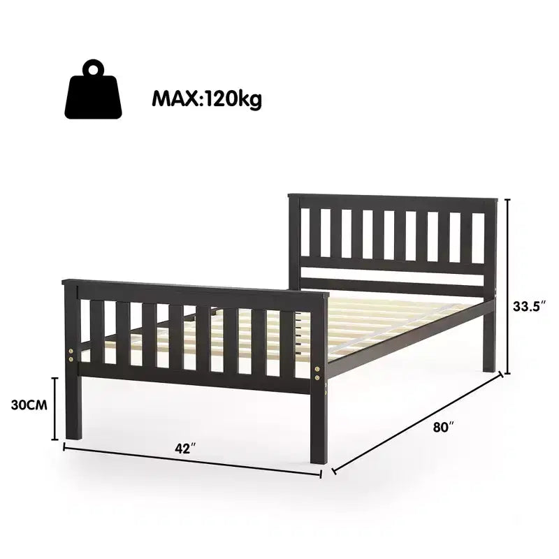 Costway Twin Wood Platform Bed with Headboard and Footboard Mattress Foundation