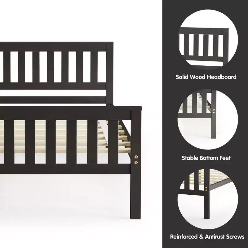 Costway Twin Wood Platform Bed with Headboard and Footboard Mattress Foundation