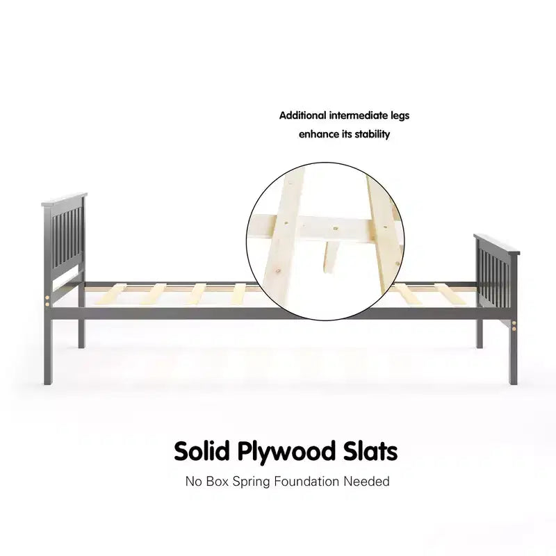 Costway Twin Wood Platform Bed with Headboard and Footboard Mattress Foundation