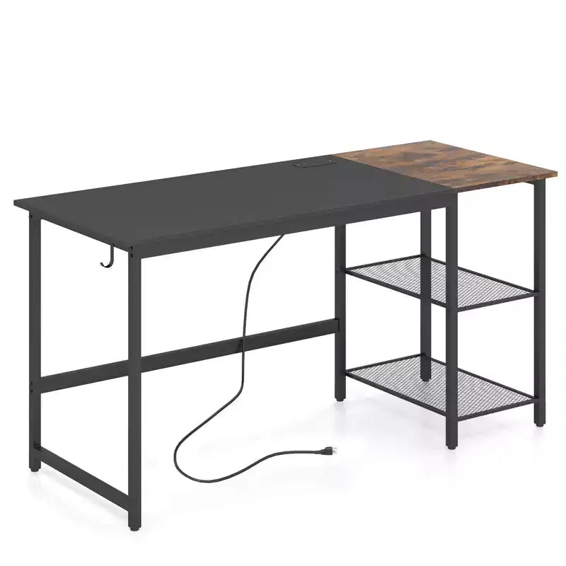 Costway 59'' Home Office Computer Desk Study Laptop Table Detachable Shelf Rustic
