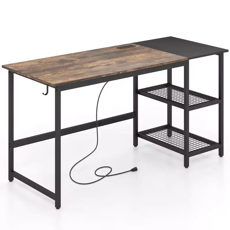 Costway 59'' Home Office Computer Desk Study Laptop Table Detachable Shelf Rustic