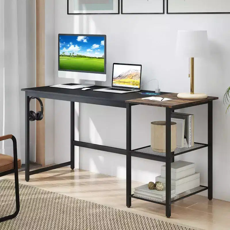 Costway 59'' Home Office Computer Desk Study Laptop Table Detachable Shelf Rustic