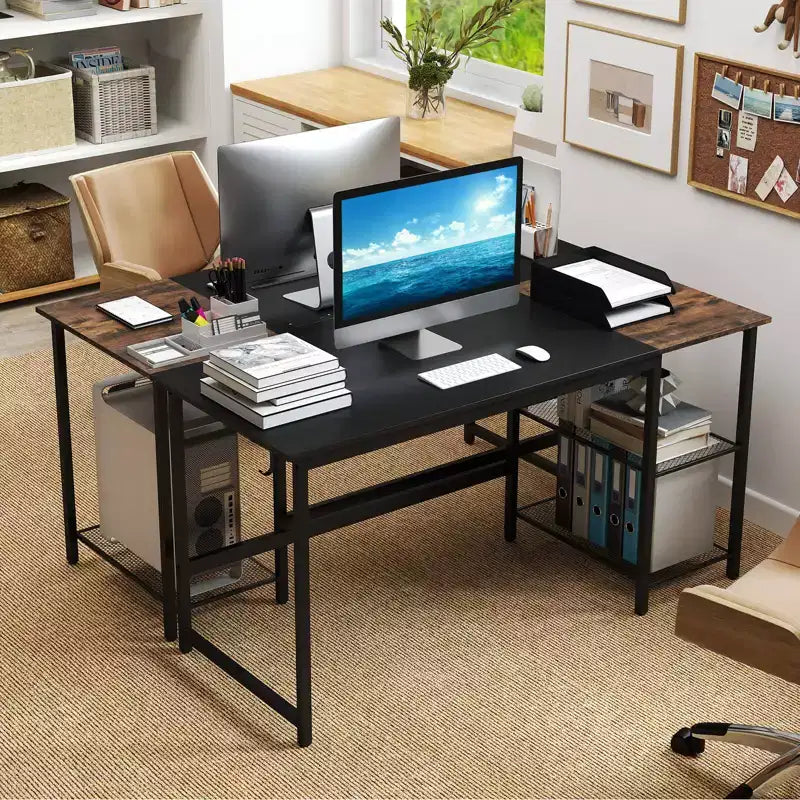 Costway 59'' Home Office Computer Desk Study Laptop Table Detachable Shelf Rustic