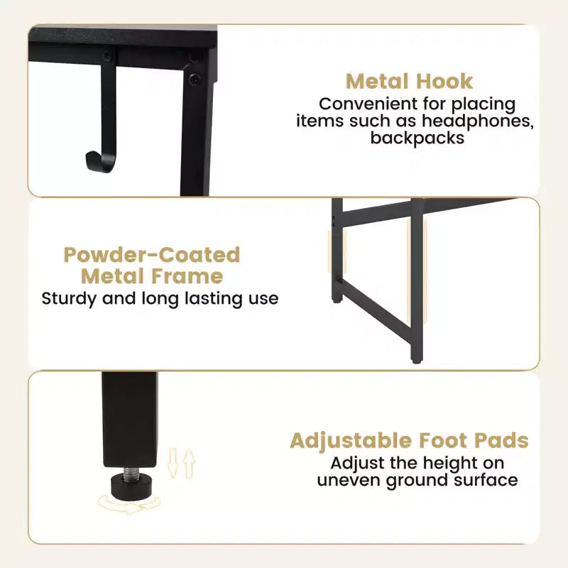 Costway 59'' Home Office Computer Desk Study Laptop Table Detachable Shelf Rustic
