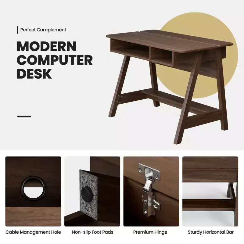 Costway Computer Desk Home Office Writing Workstation w/ Flip Top Compartment