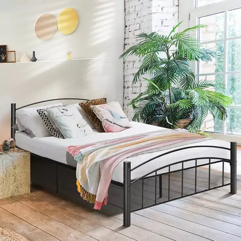 Costway Twin/Full/Queen Size Metal Bed Frame Platform Mattress Foundation with Headboard Footboard
