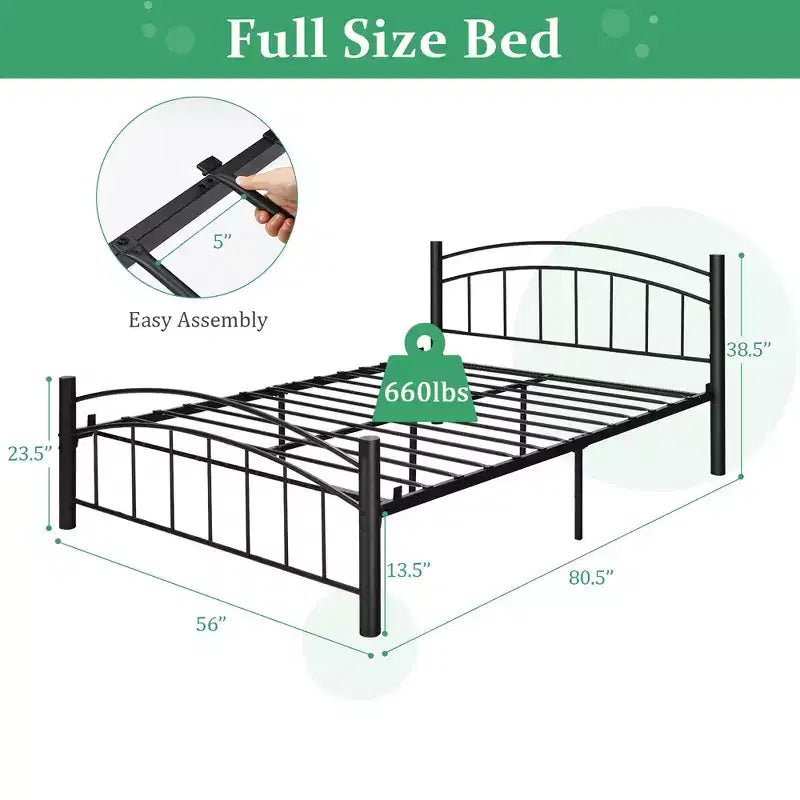 Costway Twin/Full/Queen Size Metal Bed Frame Platform Mattress Foundation with Headboard Footboard