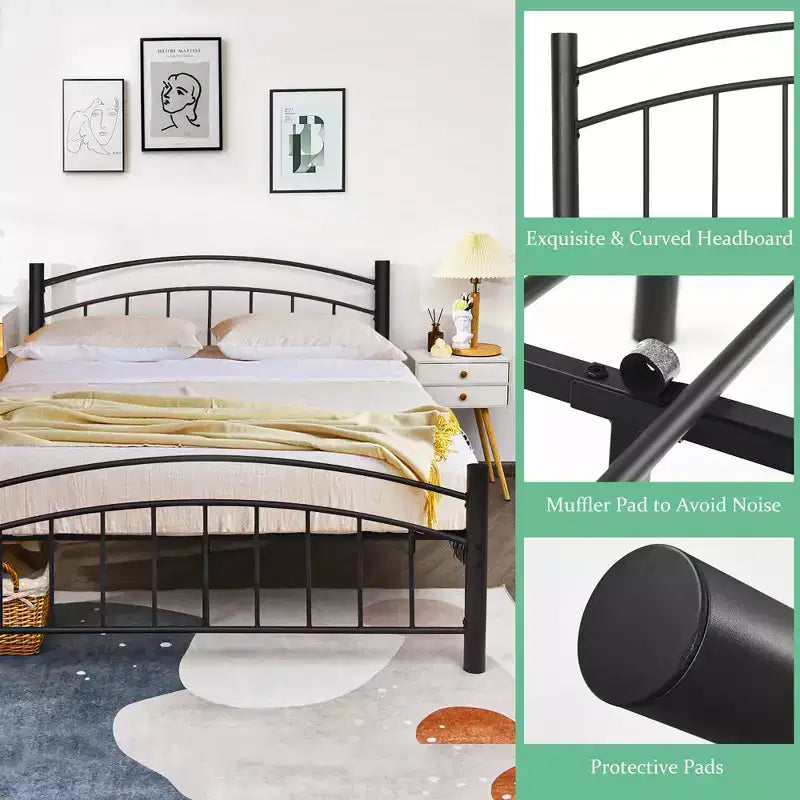 Costway Twin/Full/Queen Size Metal Bed Frame Platform Mattress Foundation with Headboard Footboard