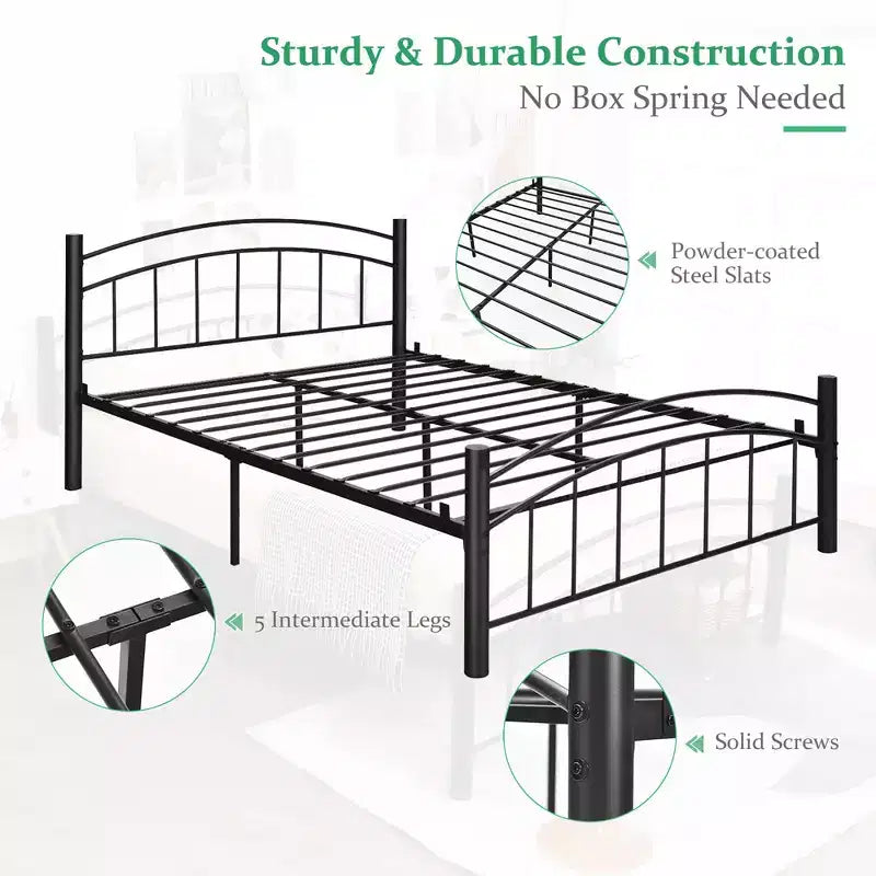 Costway Twin/Full/Queen Size Metal Bed Frame Platform Mattress Foundation with Headboard Footboard