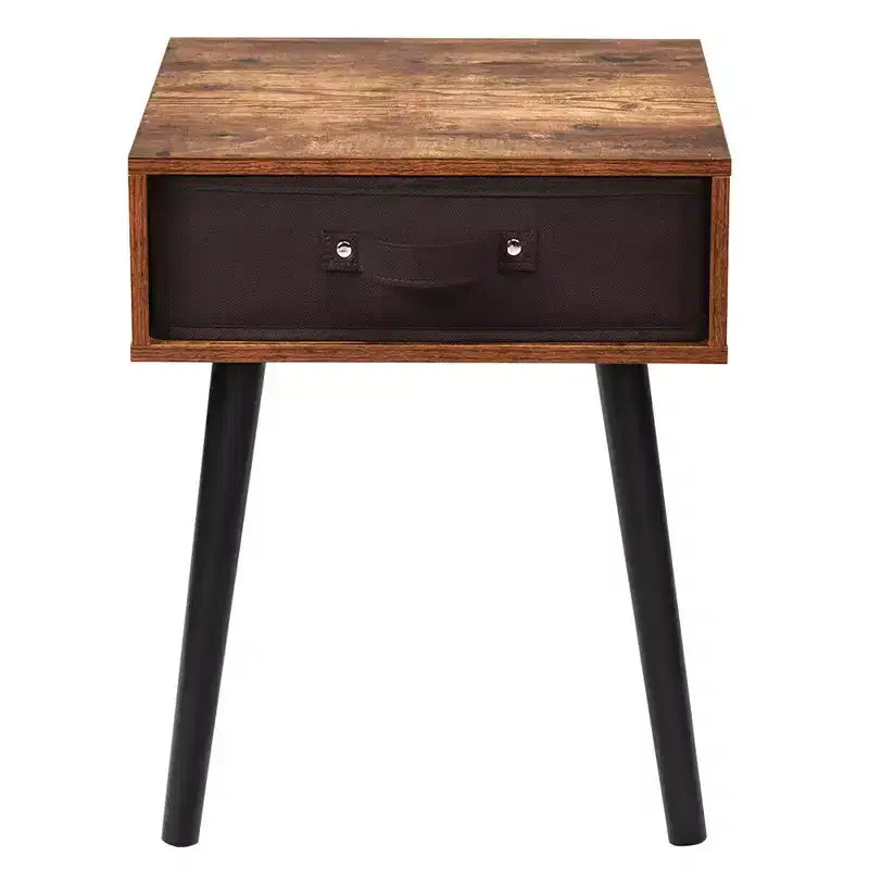 Costway Set of 2 Mid-Century Nightstand End Accent Bedside Table W/ Drawer Rustic White\Brown