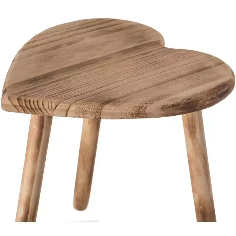 Vintiquewise Decorative Antique Heart Shaped Natural Wooden Accent Stool, Classic Room Decoration