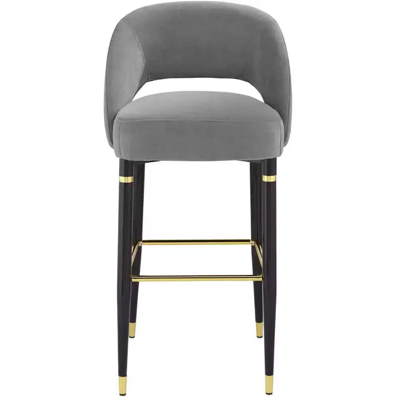 Studio 55D Simone Matte Black Bar Stool 31 1/2 High Modern Dark Gray Velvet Cushion with Backrest Footrest for Kitchen Counter Height Island Shed