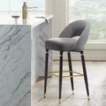 Studio 55D Simone Matte Black Bar Stool 31 1/2 High Modern Dark Gray Velvet Cushion with Backrest Footrest for Kitchen Counter Height Island Shed