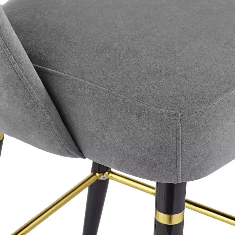 Studio 55D Simone Matte Black Bar Stool 31 1/2 High Modern Dark Gray Velvet Cushion with Backrest Footrest for Kitchen Counter Height Island Shed