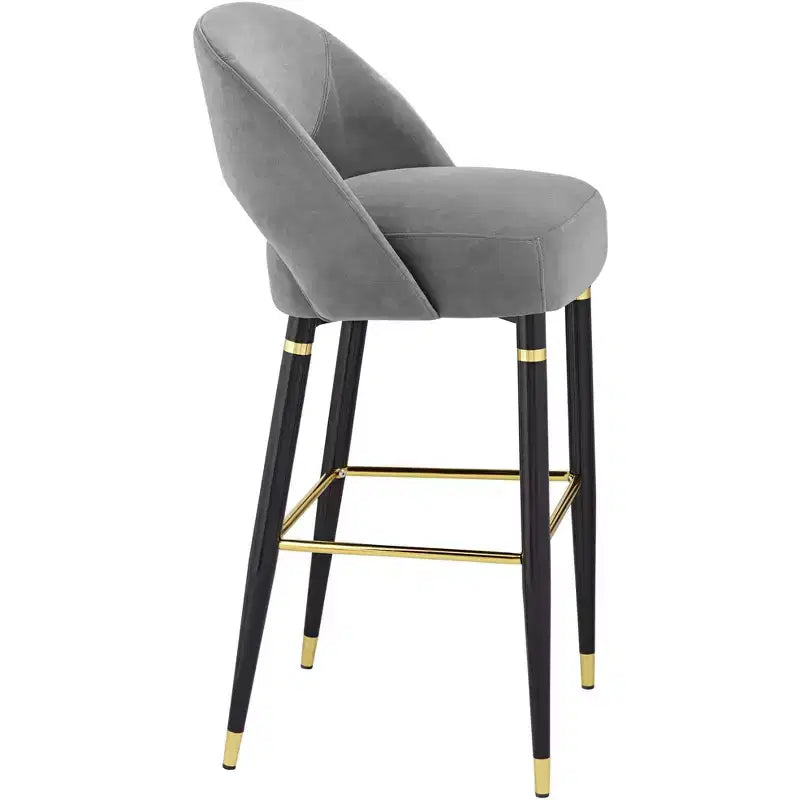 Studio 55D Simone Matte Black Bar Stool 31 1/2 High Modern Dark Gray Velvet Cushion with Backrest Footrest for Kitchen Counter Height Island Shed