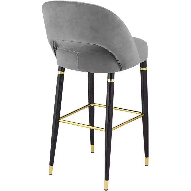 Studio 55D Simone Matte Black Bar Stool 31 1/2 High Modern Dark Gray Velvet Cushion with Backrest Footrest for Kitchen Counter Height Island Shed