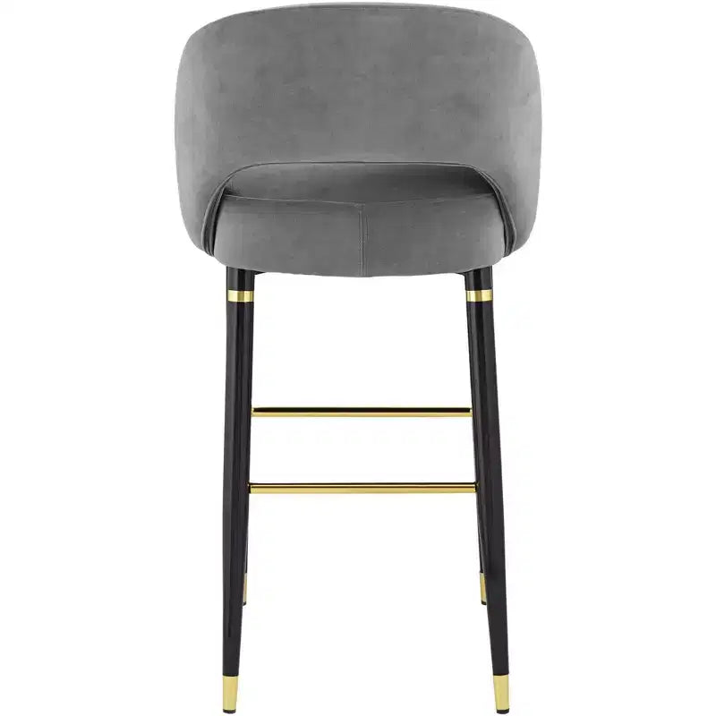 Studio 55D Simone Matte Black Bar Stool 31 1/2 High Modern Dark Gray Velvet Cushion with Backrest Footrest for Kitchen Counter Height Island Shed