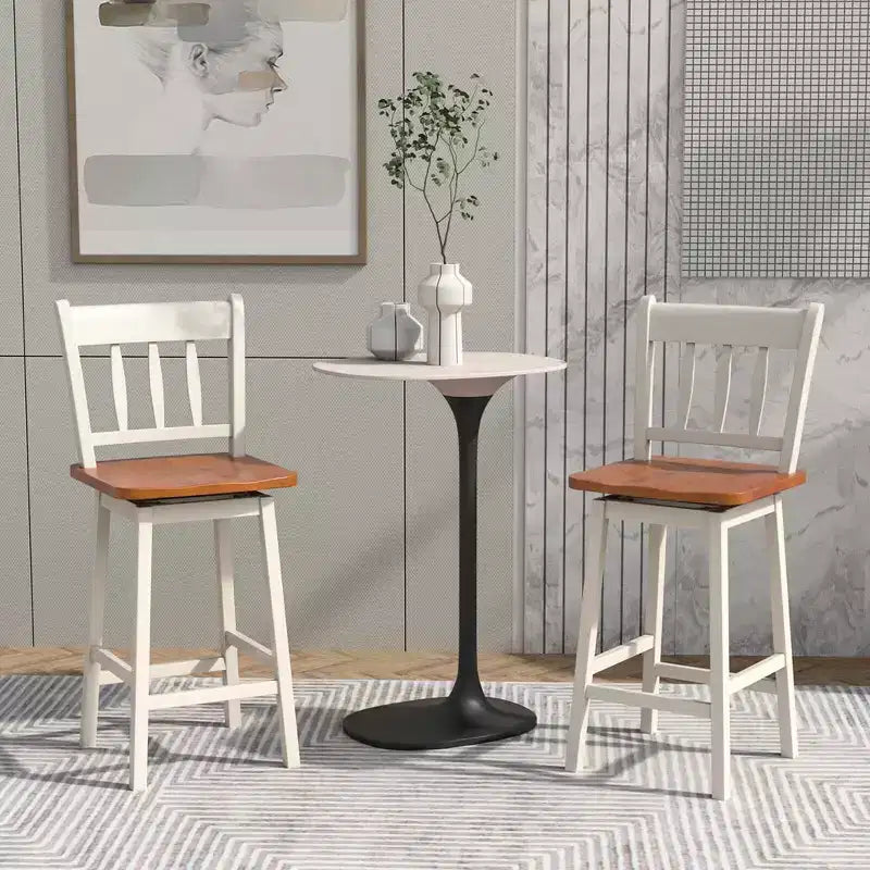 Costway 2PCS Bar Stool 24.5'' Swivel Counter Height Chair w/ Footrest