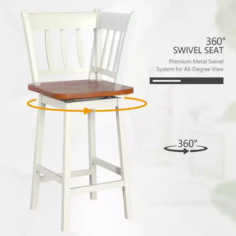 Costway 2PCS Bar Stool 24.5'' Swivel Counter Height Chair w/ Footrest