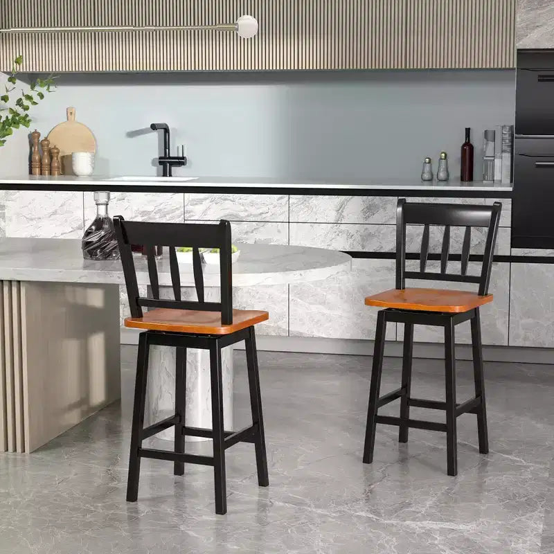 Costway 2PCS Bar Stool 24.5'' Swivel Counter Height Chair w/ Footrest
