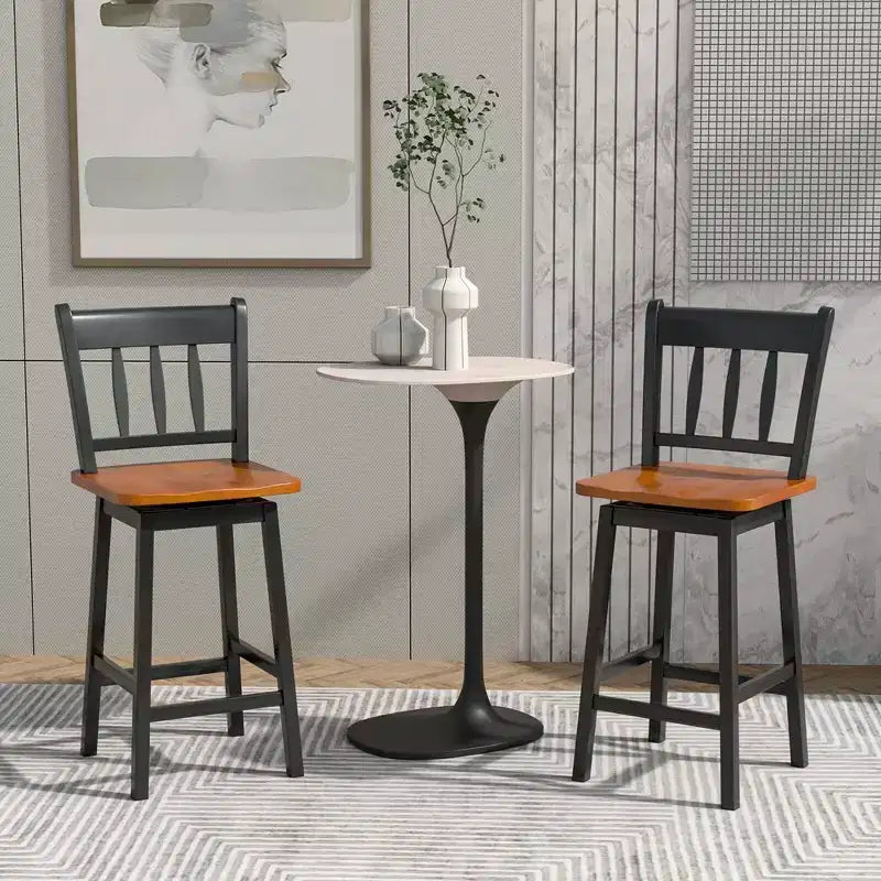 Costway 2PCS Bar Stool 24.5'' Swivel Counter Height Chair w/ Footrest