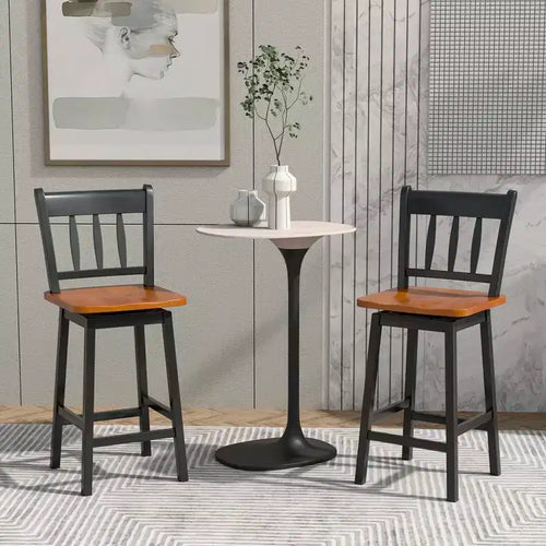 Costway 2PCS Bar Stool 24.5'' Swivel Counter Height Chair w/ Footrest