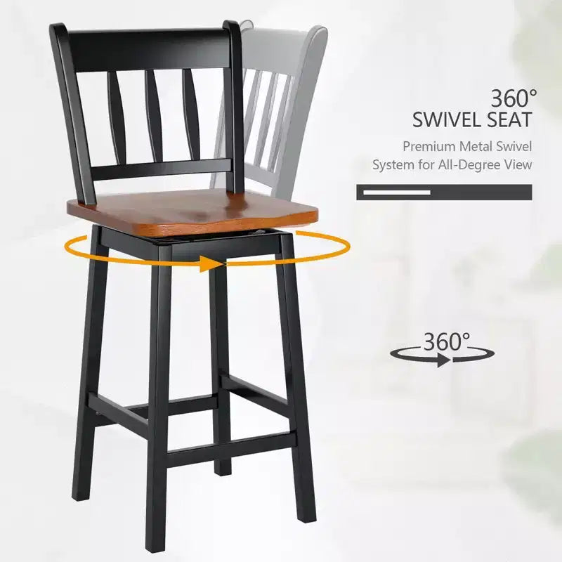 Costway 2PCS Bar Stool 24.5'' Swivel Counter Height Chair w/ Footrest