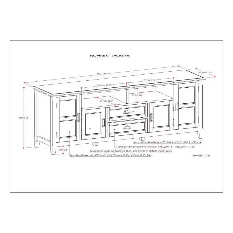 WyndenHall 72 Portland TV Stand for TVs up to 80