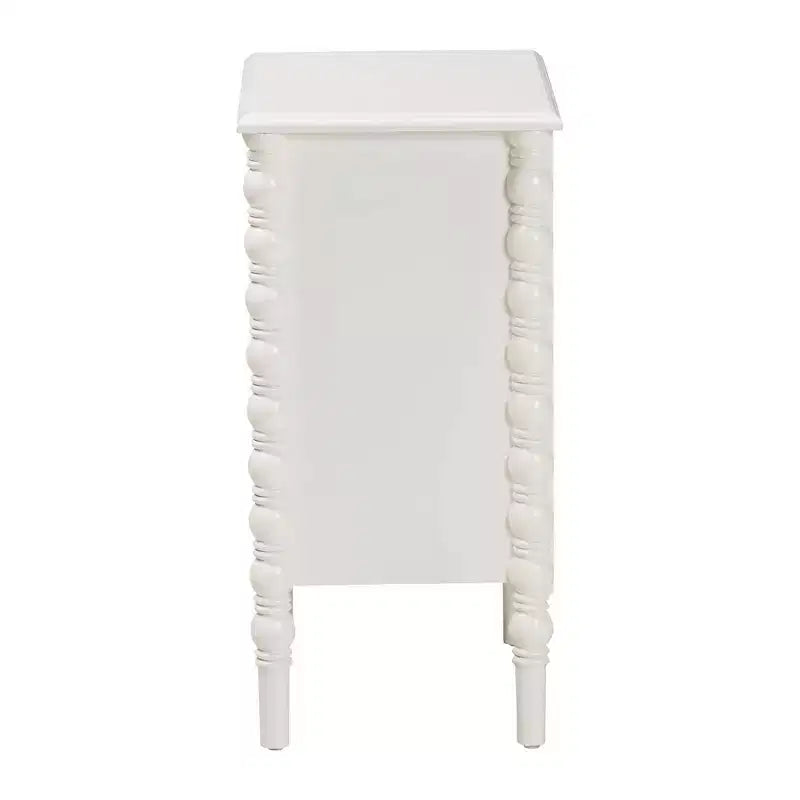 Baxton Studio Malinda Wood 3 Drawer End Table with Spindle Legs