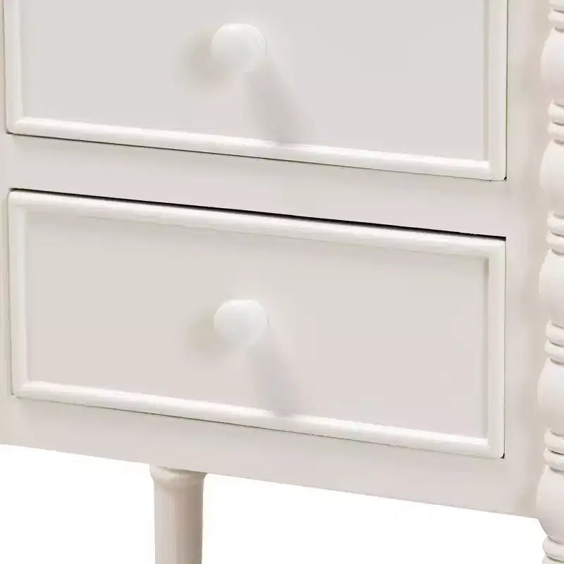 Baxton Studio Malinda Wood 3 Drawer End Table with Spindle Legs