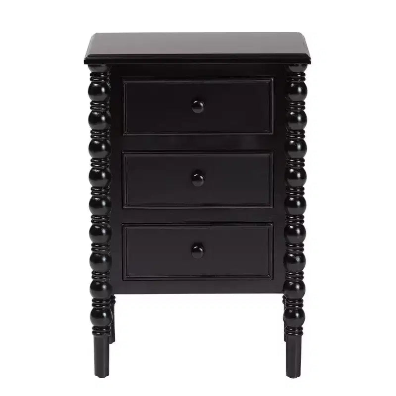 Baxton Studio Malinda Wood 3 Drawer End Table with Spindle Legs