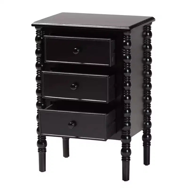 Baxton Studio Malinda Wood 3 Drawer End Table with Spindle Legs